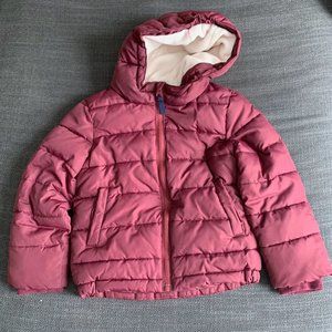 Hooded Primary plum winter warm puffer jacket, 4-5